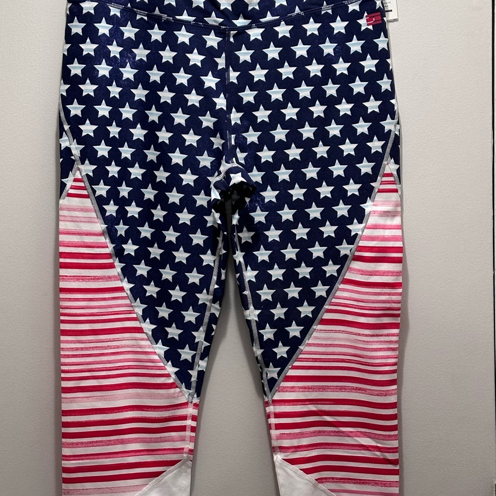 New Tommy Hilfiger Stars Stripes Sport Patriotic Capri XL